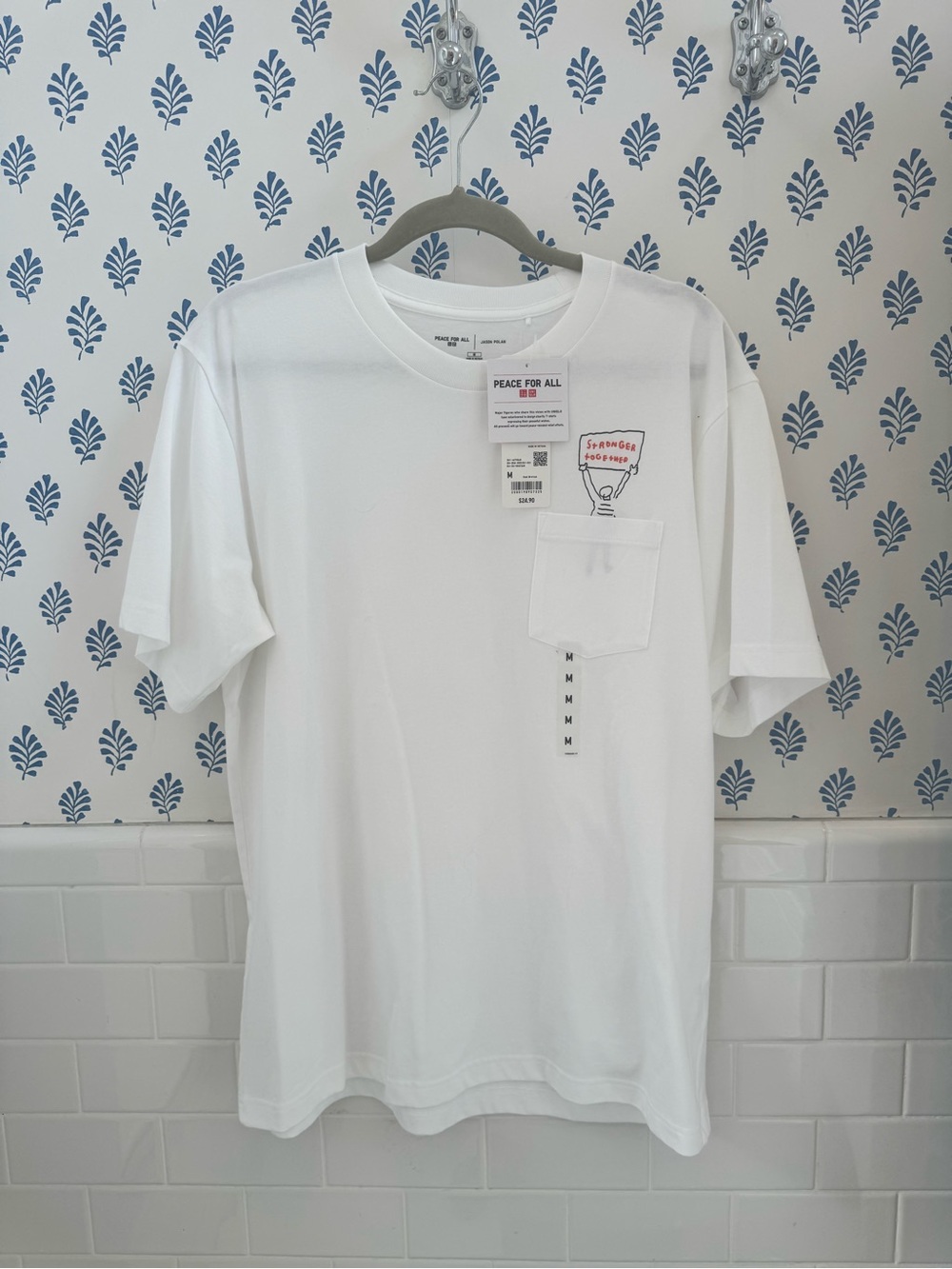 Uniqlo White Pocket Tee with Small Graphic